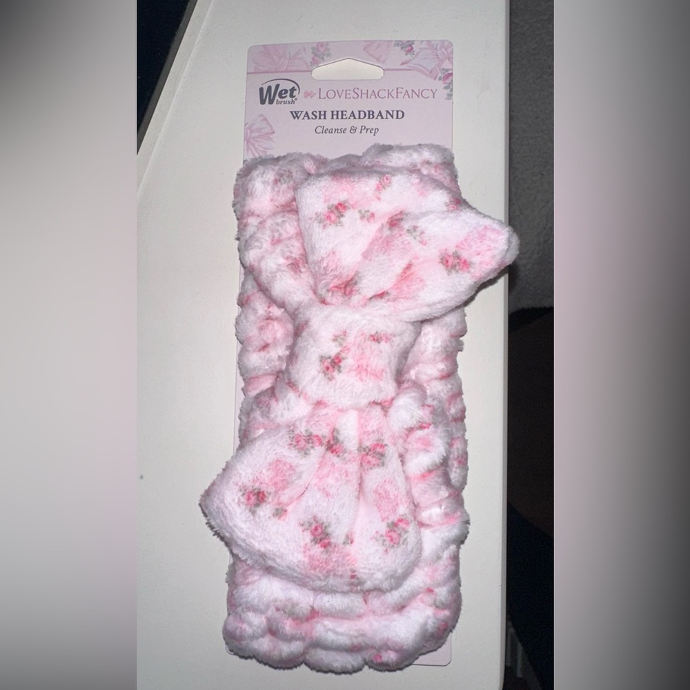 Wet Brush x LoveShackFancy Wash Cotton Headband Pink Roses